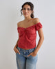 Immagine di Fayra Bardot Corsetto Top in Dobby Red