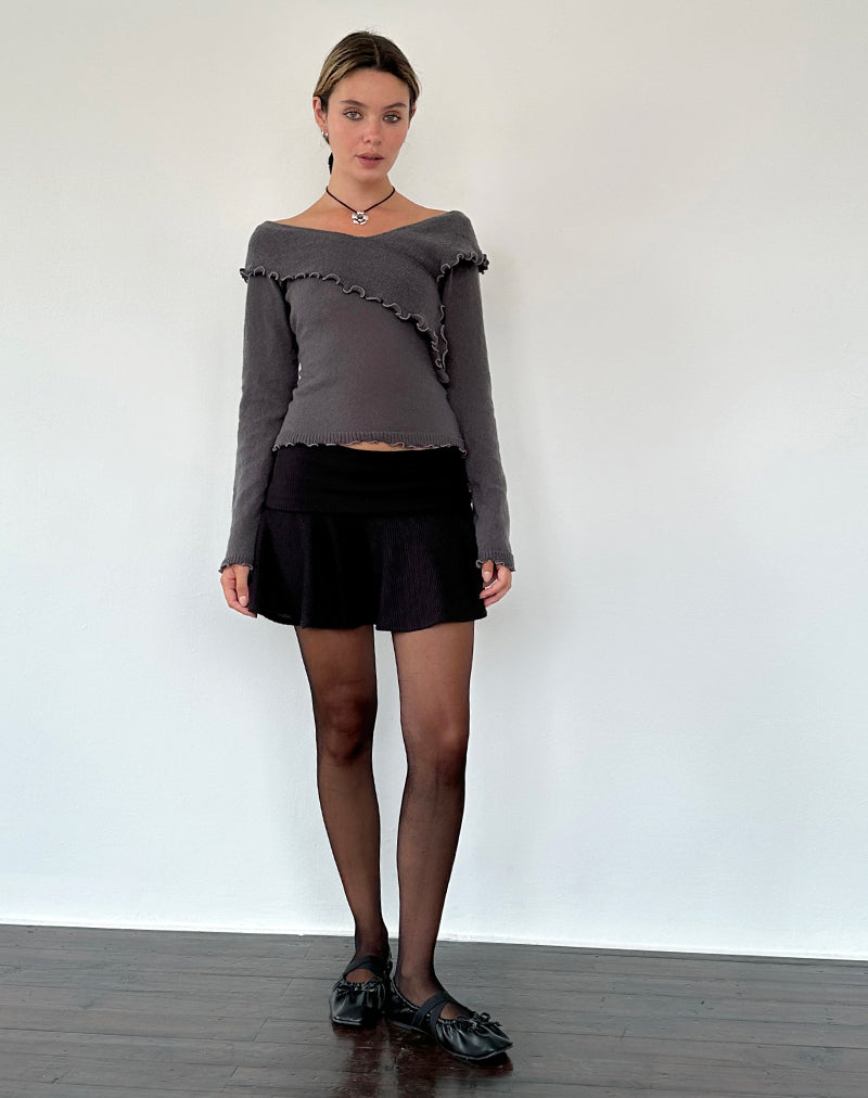 Immagine di Febby - Maglione in maglia trasparente color carbone scuro