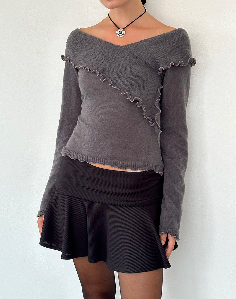 Maglia Febby in maglia trasparente color carbone scuro