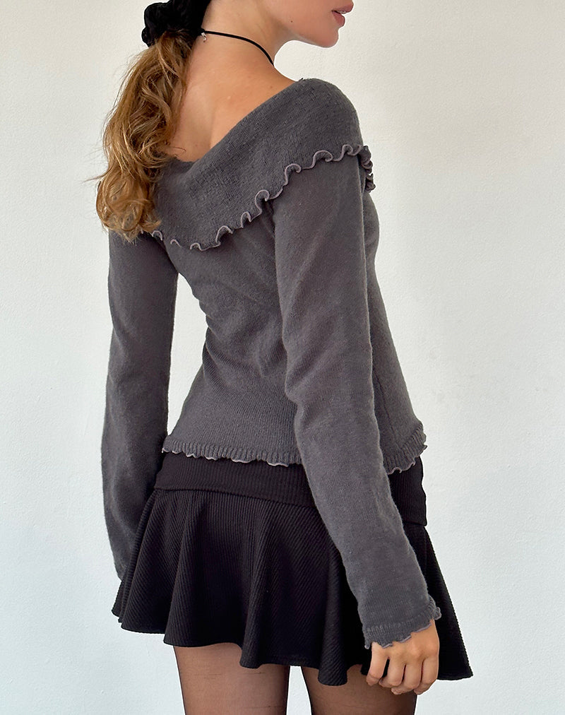 Immagine di Febby - Maglione in maglia trasparente color carbone scuro