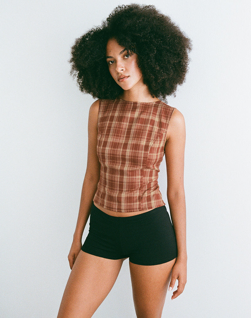 Immagine di Felia Tie Back Top in rosso check