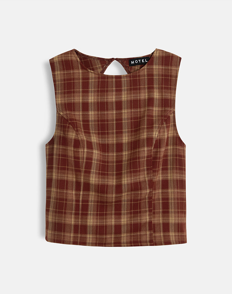 Immagine di Felia Tie Back Top in rosso check