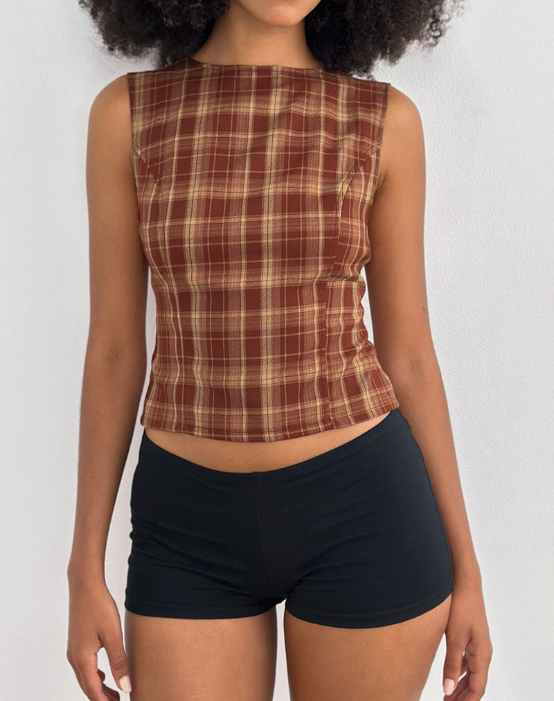 Immagine di Felia Tie Back Top in rosso check
