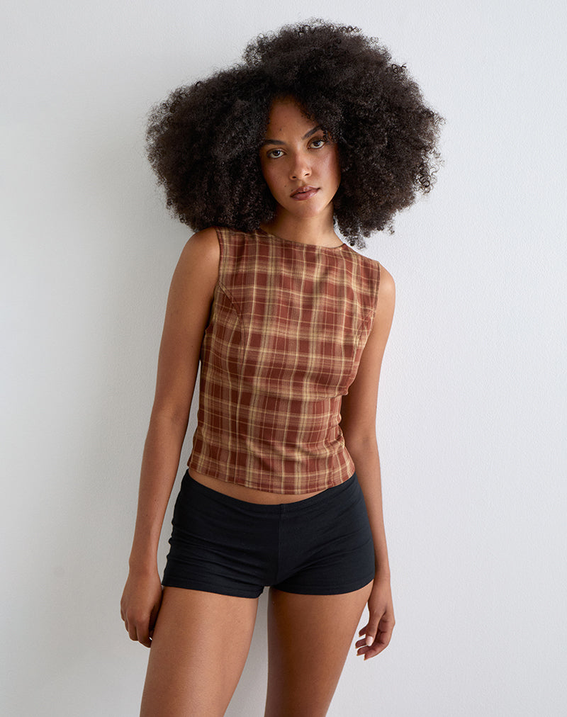 Felia - Top con laccetti in rosso check