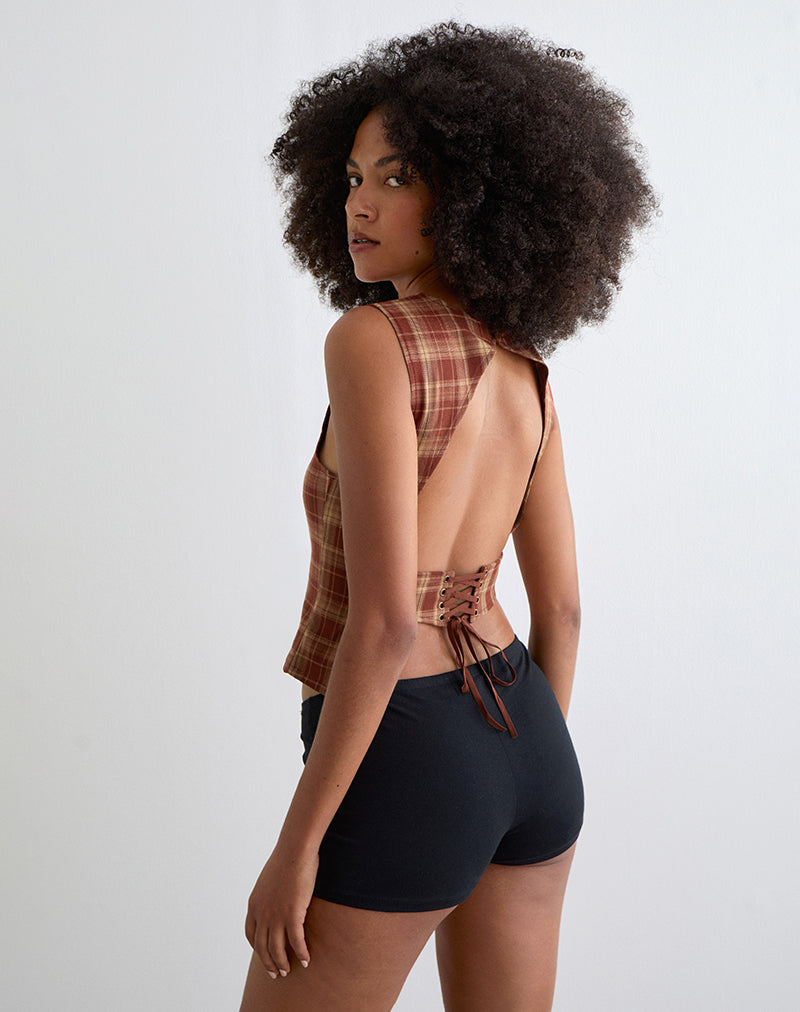Immagine di Felia Tie Back Top in rosso check