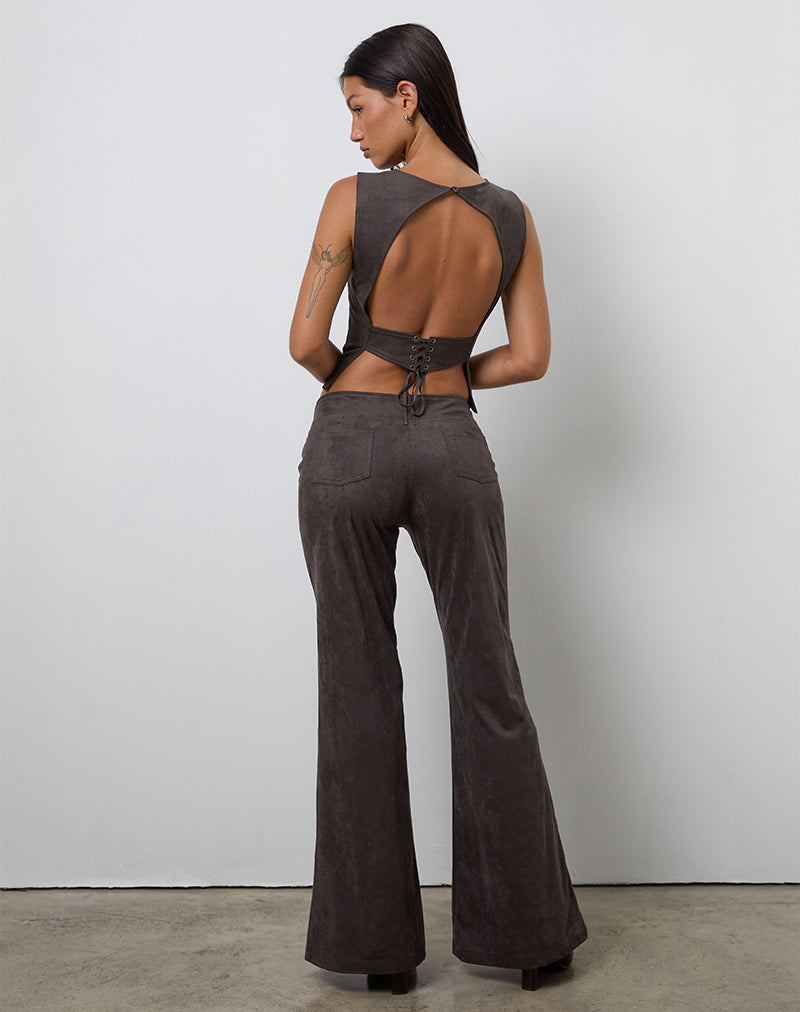 Immagine dei pantaloni Vallen in finto camoscio scuro Chestnut