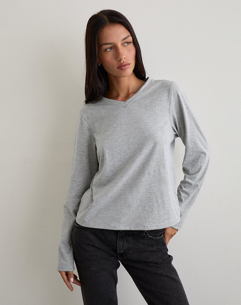 Top Feman in Jersey Grigio Marl