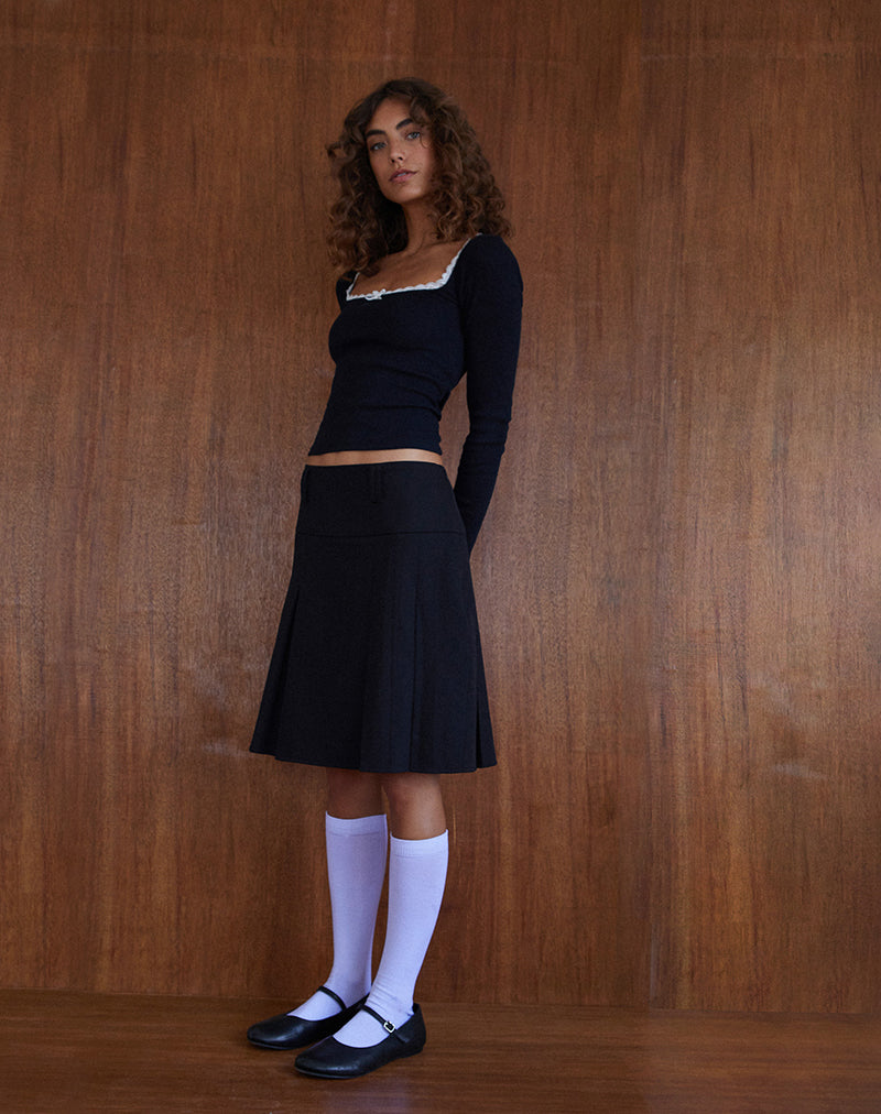 Immagine di Fermi Gonna midi a pieghe in nero sartoriale
