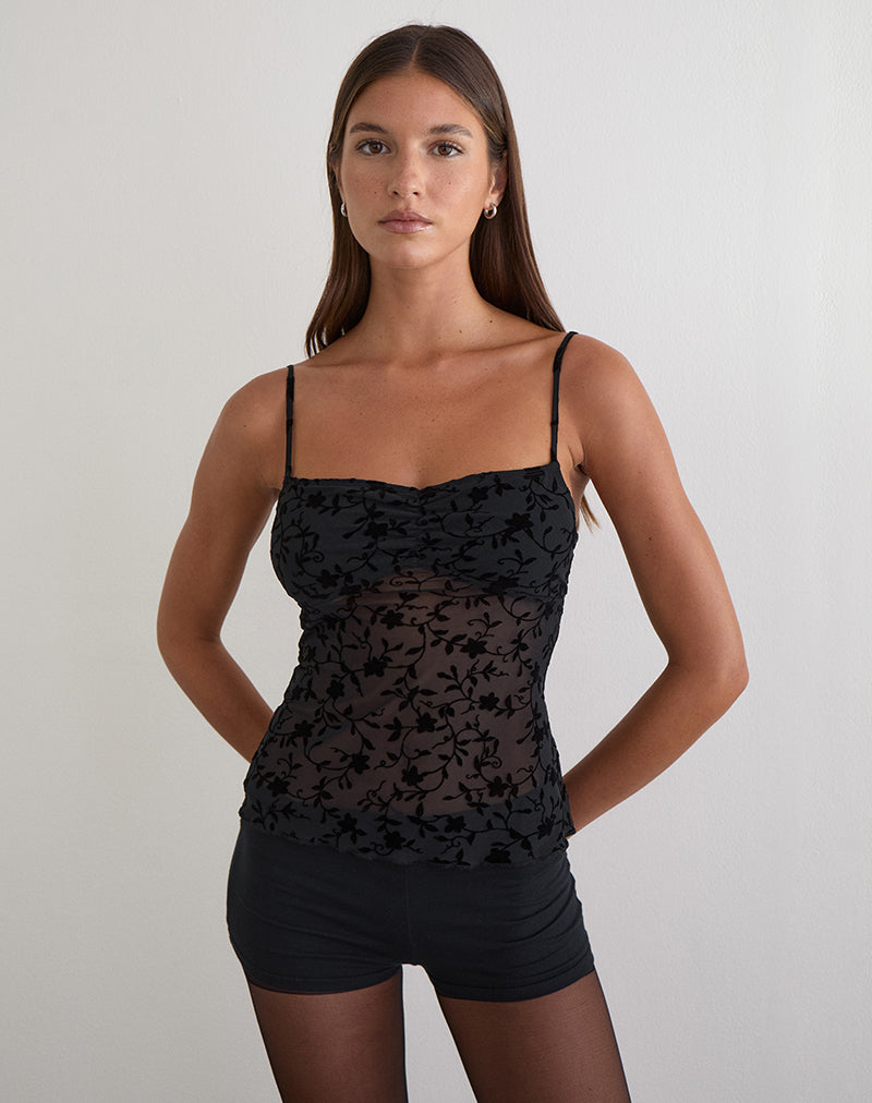 Immagine del top Fierza Cami in Pretty Petal Flock Black