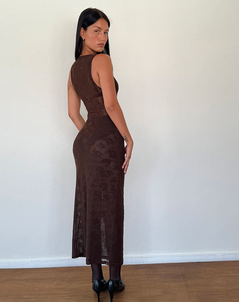 Immagine di Florian Romantic Rose Midi Dress in Flock Brown