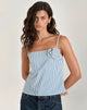 immagine di Flowa Top a righe verticali piccole blu con rosone