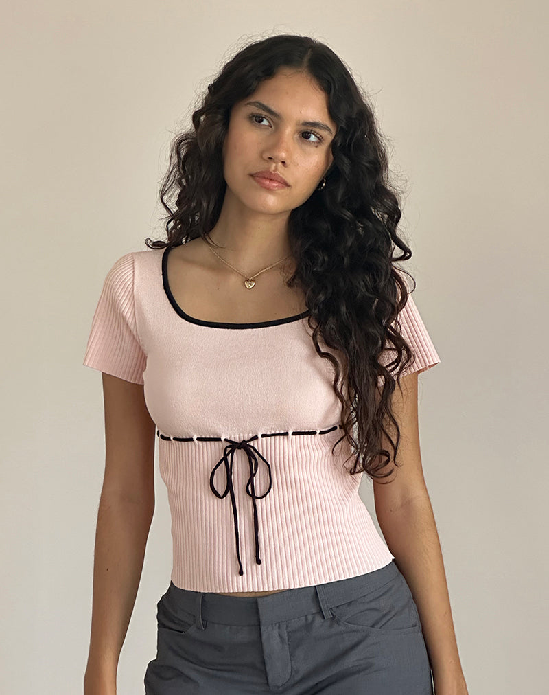Top Frauke in rosa blush e nero