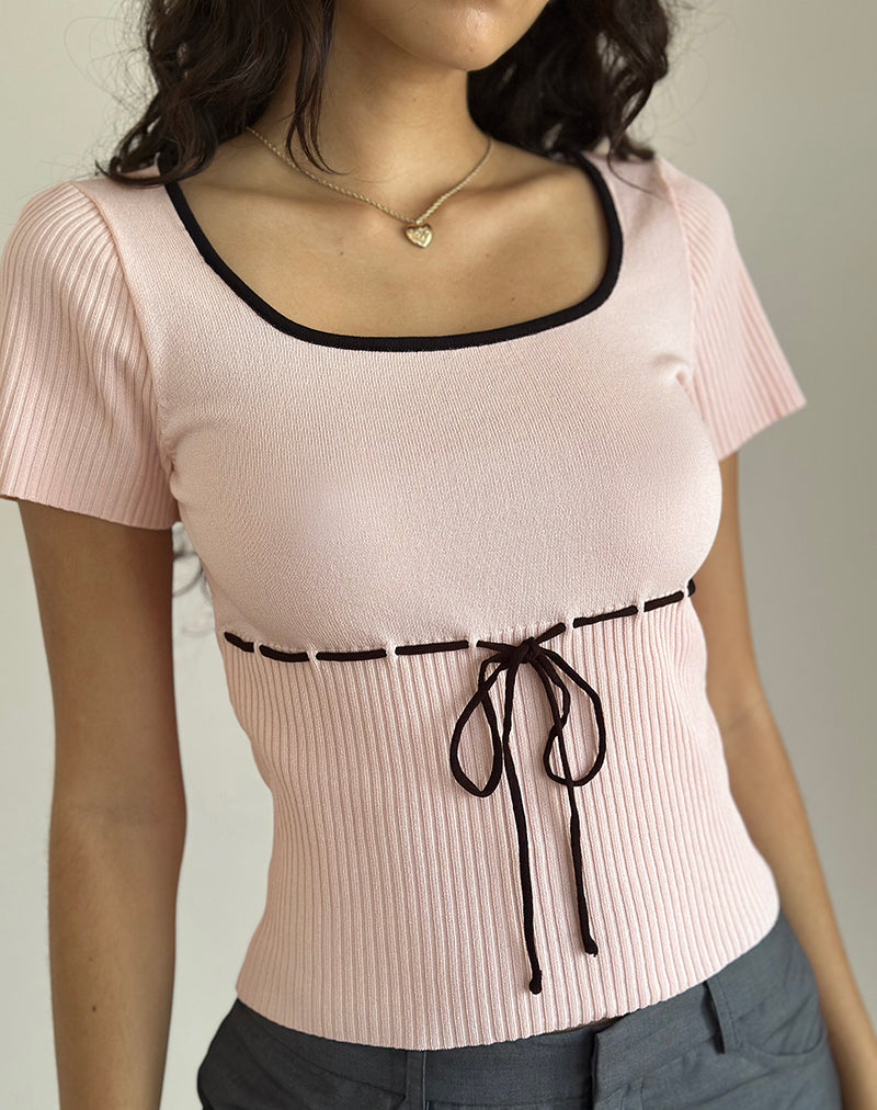 Top Frauke in rosa blush e nero