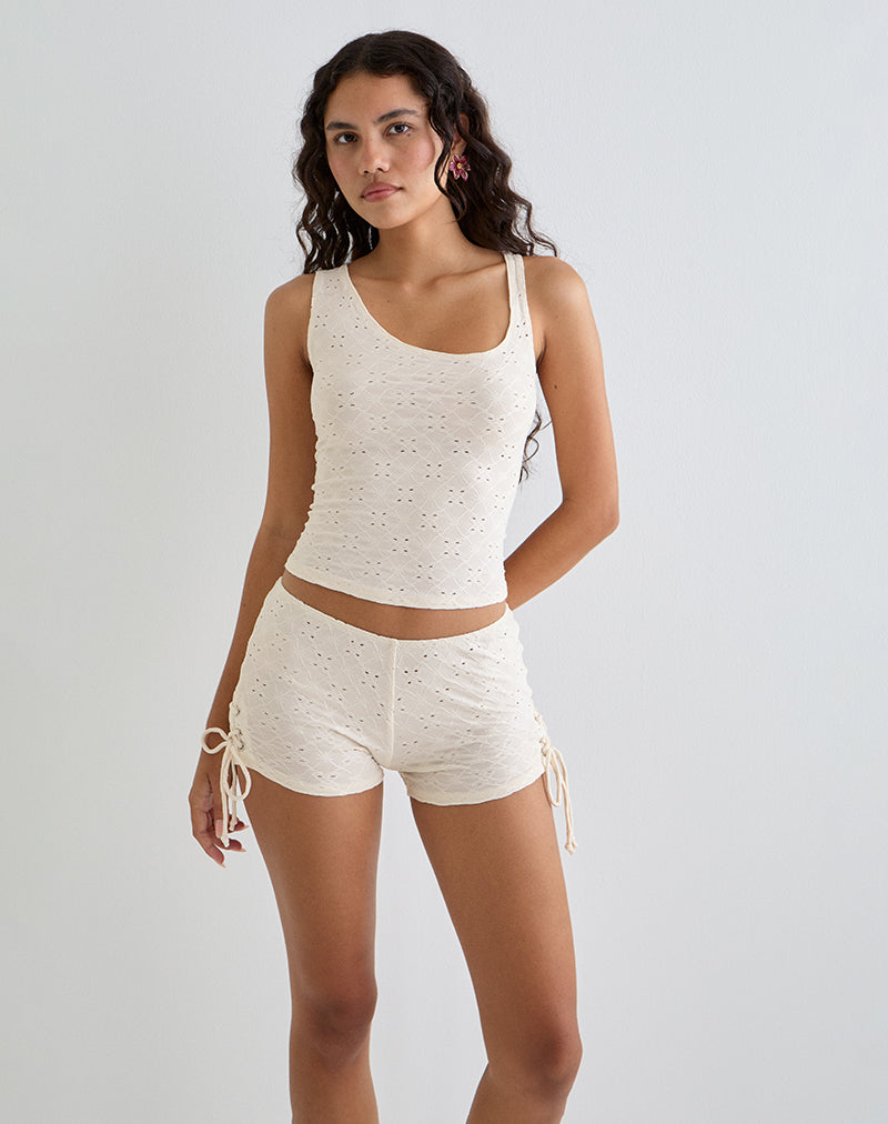 Immagine di Fukama Top senza maniche in Broderie Stretch Crema
