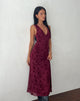 Immagine di Gabriela Midi Dress in Botanical Flower Maroon