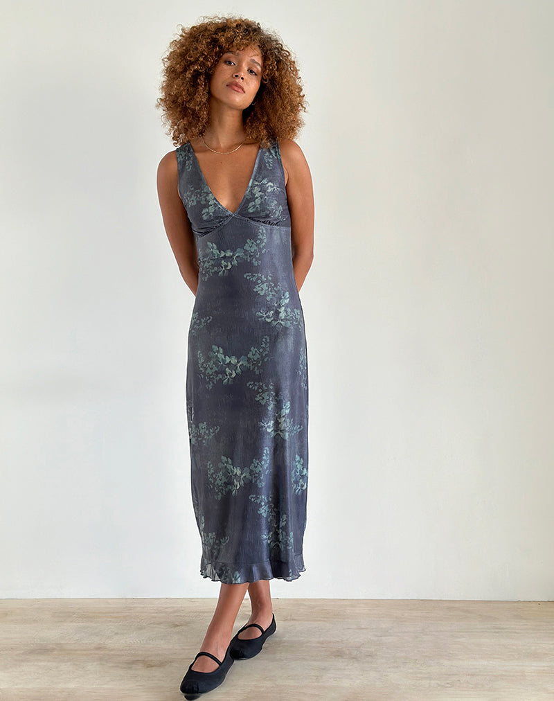 Gabriela - Vestito midi in verde botanico sfumato