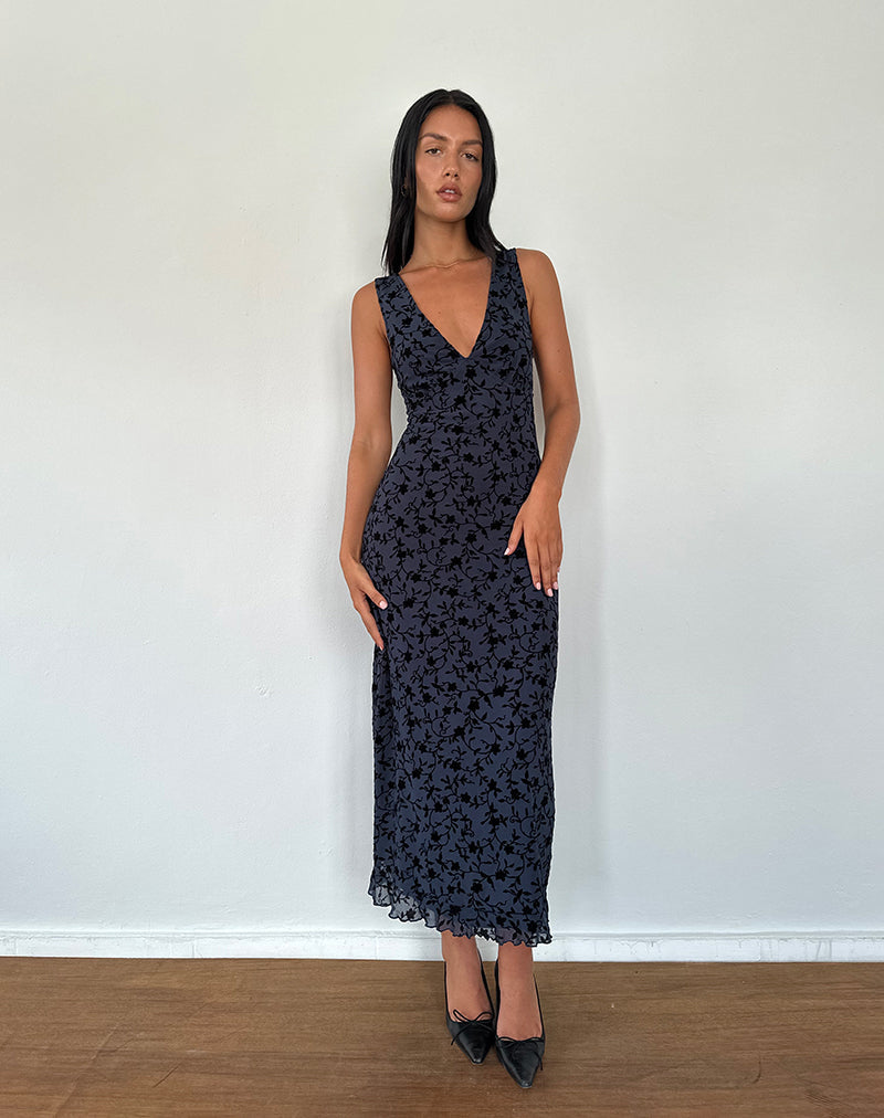 Immagine di Gabriela - Vestito midi in petalo floccato - Navy