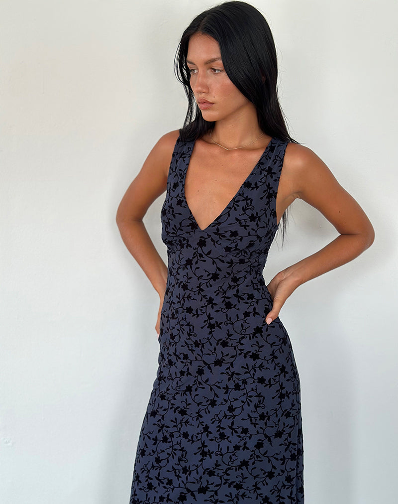 Immagine di Gabriela - Vestito midi in petalo floccato - Navy