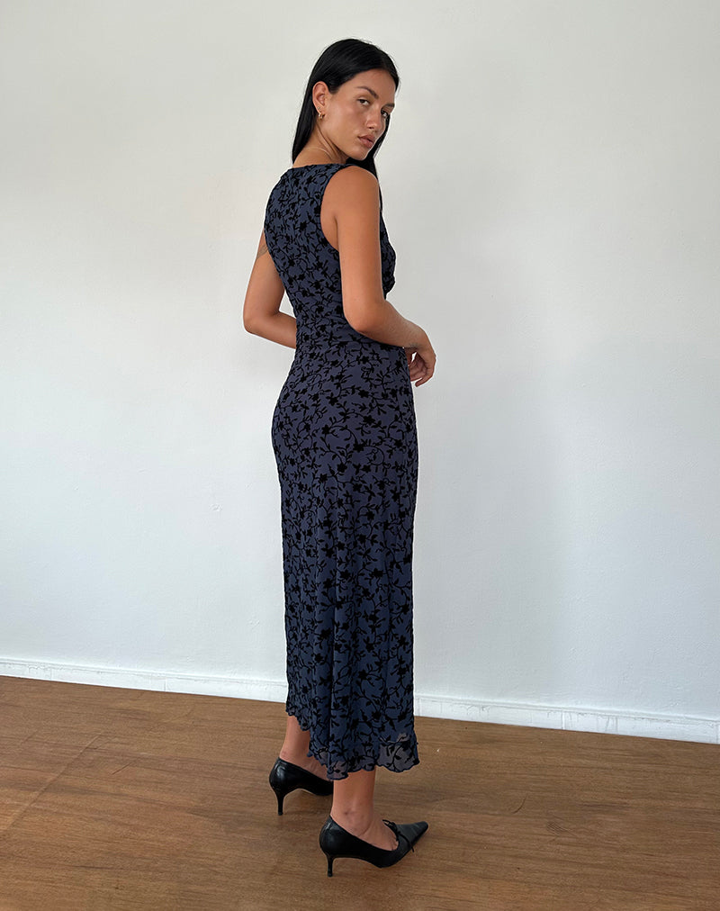 Immagine di Gabriela - Vestito midi in petalo floccato - Navy