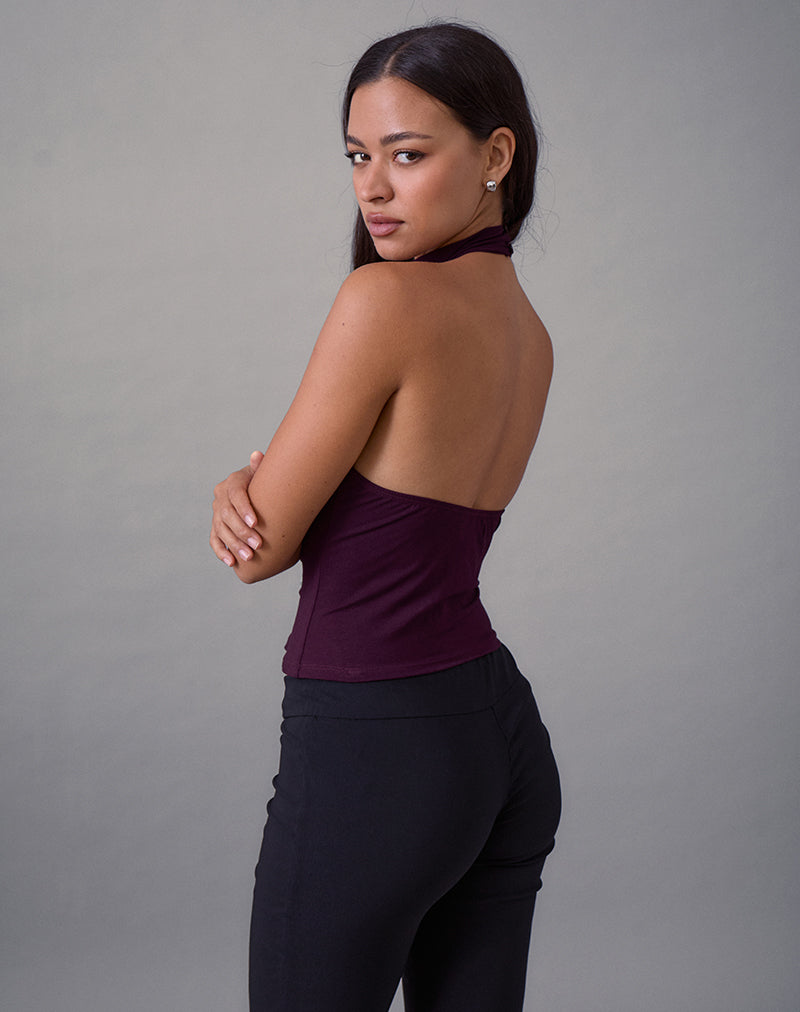 Image of Galile High Neck Top in Jersey Fig