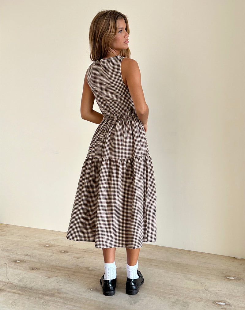 Immagine di Galuh Smock Dress in Mini Brown Gingham
