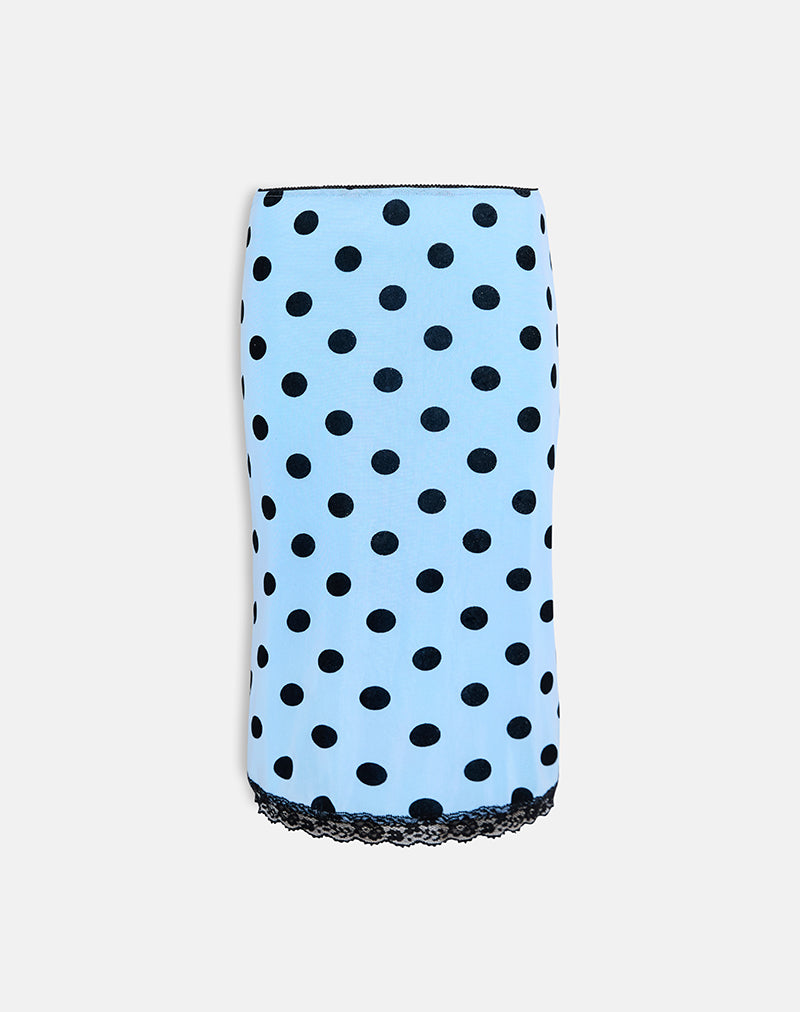 Immagine di Gamila Gonna Midi in Blu con Spazio Polka Nero