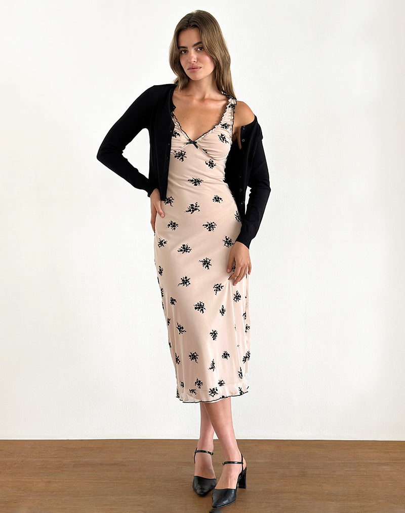 Immagine di Gandira Midi Dress in Cluster Ditsy Floral Flock Nude