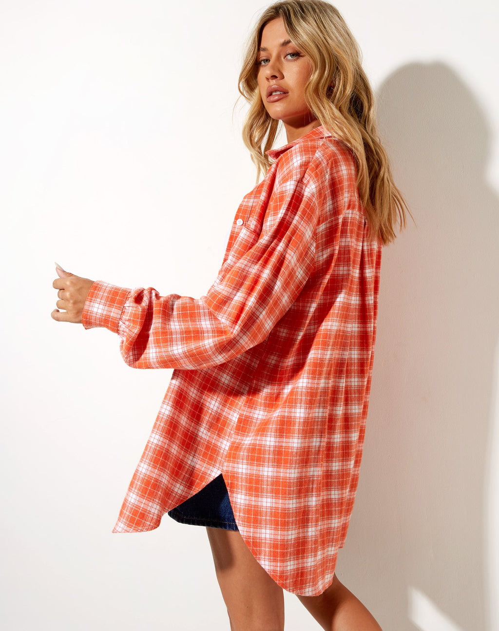 Camicia Gane a quadri arancio bianco