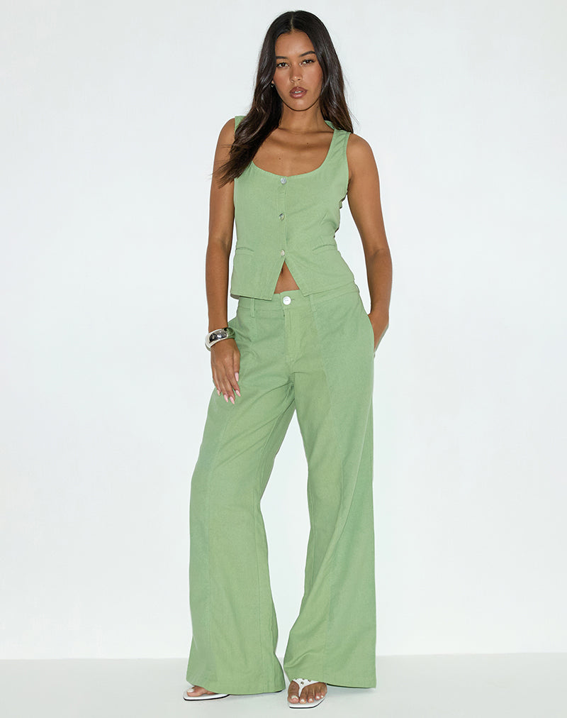 Pantalone Saucy in lino verde menta