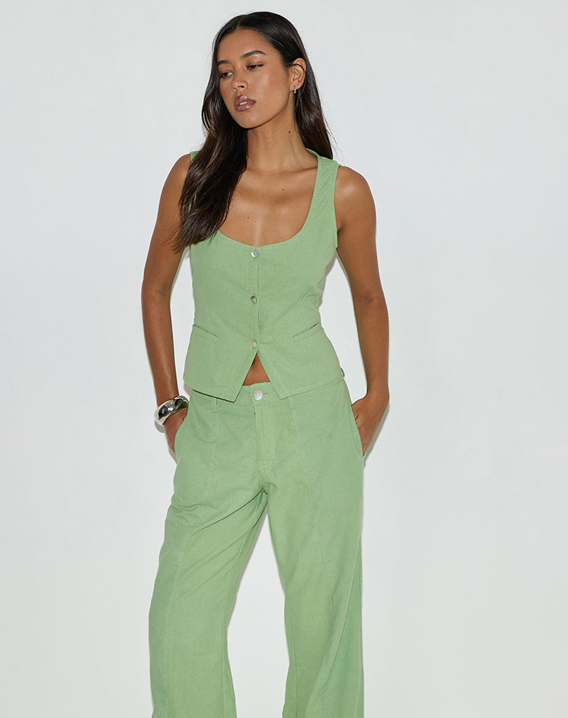 Immagine del gilet Ganita in lino verde menta