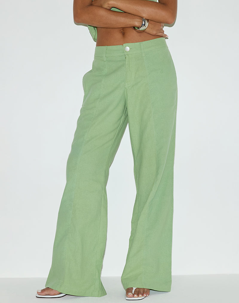 Pantalone Saucy in lino verde menta