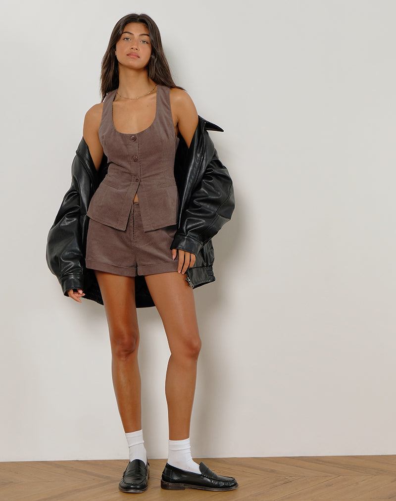 Gilet Ganita in Babycord Marrone