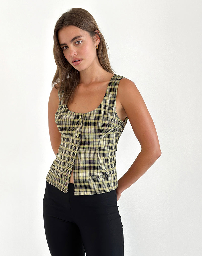 Immagine di Ganita Button Through Gilet in giallo check