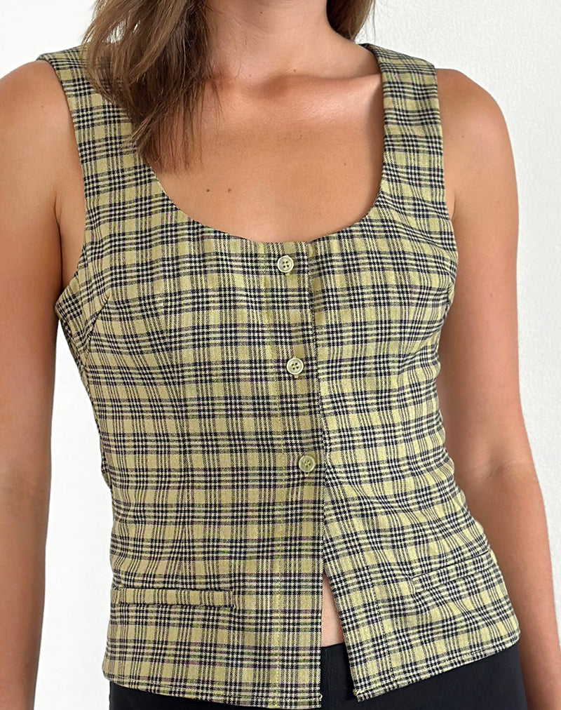 Immagine di Ganita Button Through Gilet in giallo check