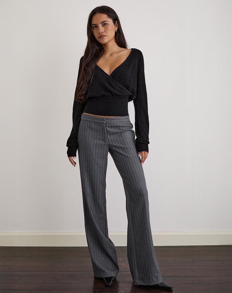 Pantaloni Ganta Slim in gessato Charcoal
