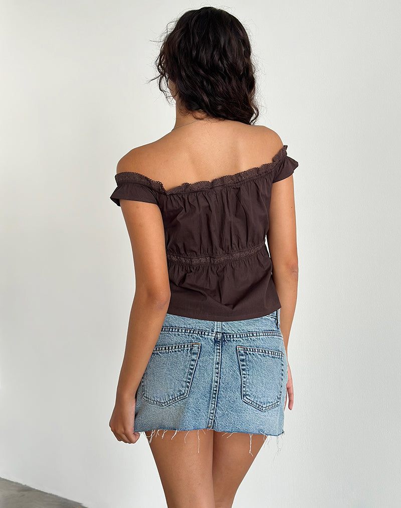 Immagine di Gapita Bardot Top in Popeline Deep Mahogany