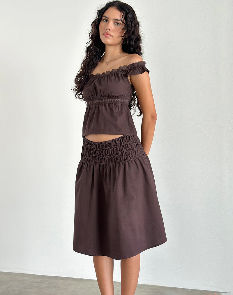 Immagine di Gapita Bardot Top in Popeline Deep Mahogany