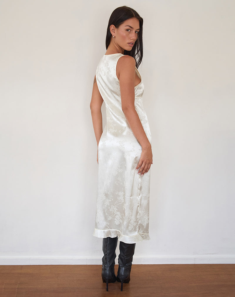 Immagine di Gastari Midi Dress in Satin Jacquard Bianco