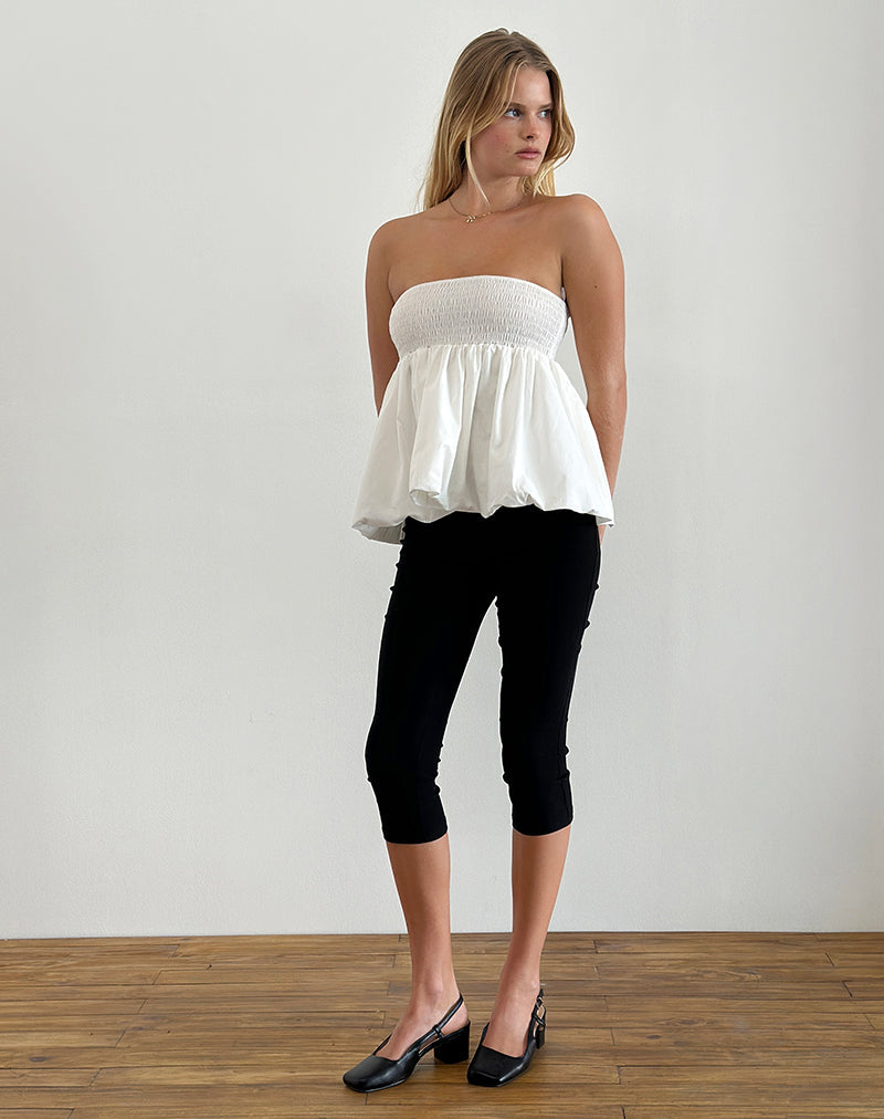 immagine di Gaux Puffball Shirred Top in Popeline Avorio