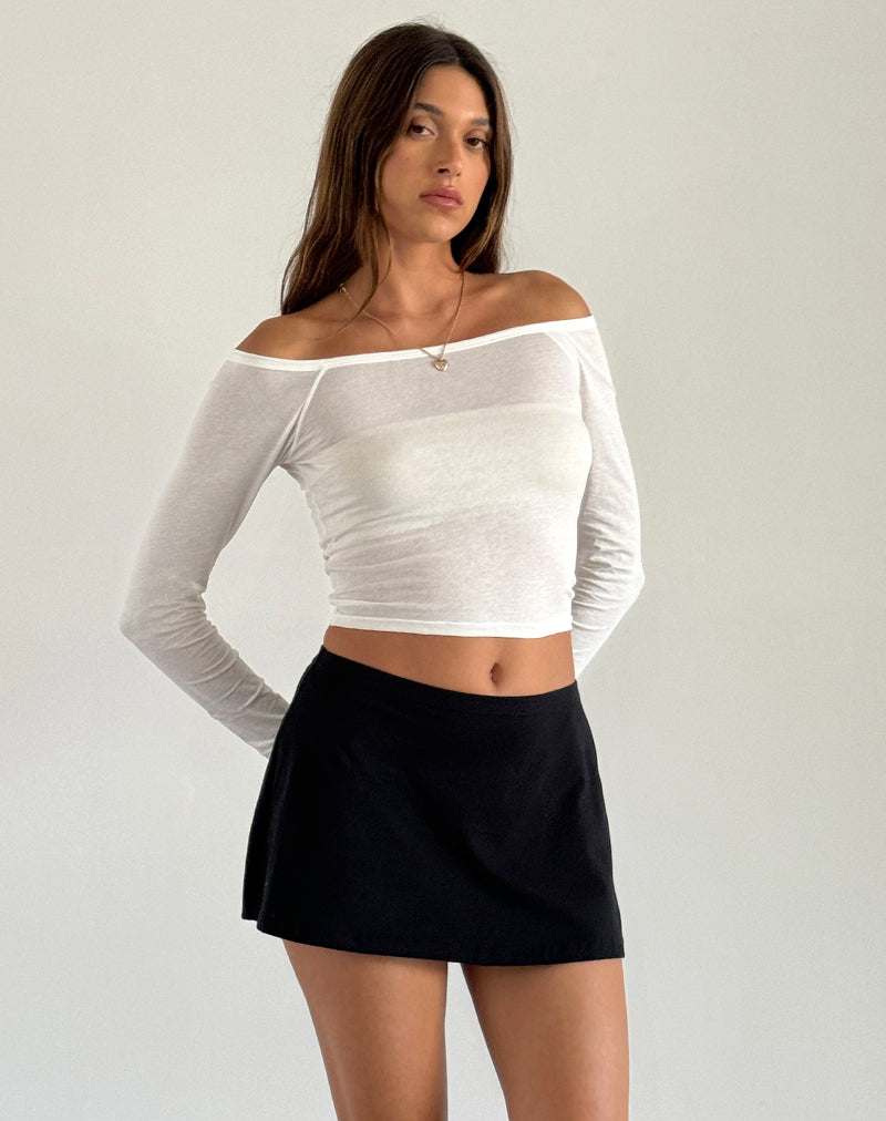 Gavya - Top Bardot a maniche lunghe in bianco sporco