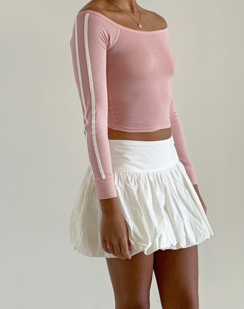 Immagine di Gavya Bardot Top a maniche lunghe in rosa con righe bianche
