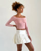 Immagine di Gavya Bardot Top a maniche lunghe in rosa con righe bianche