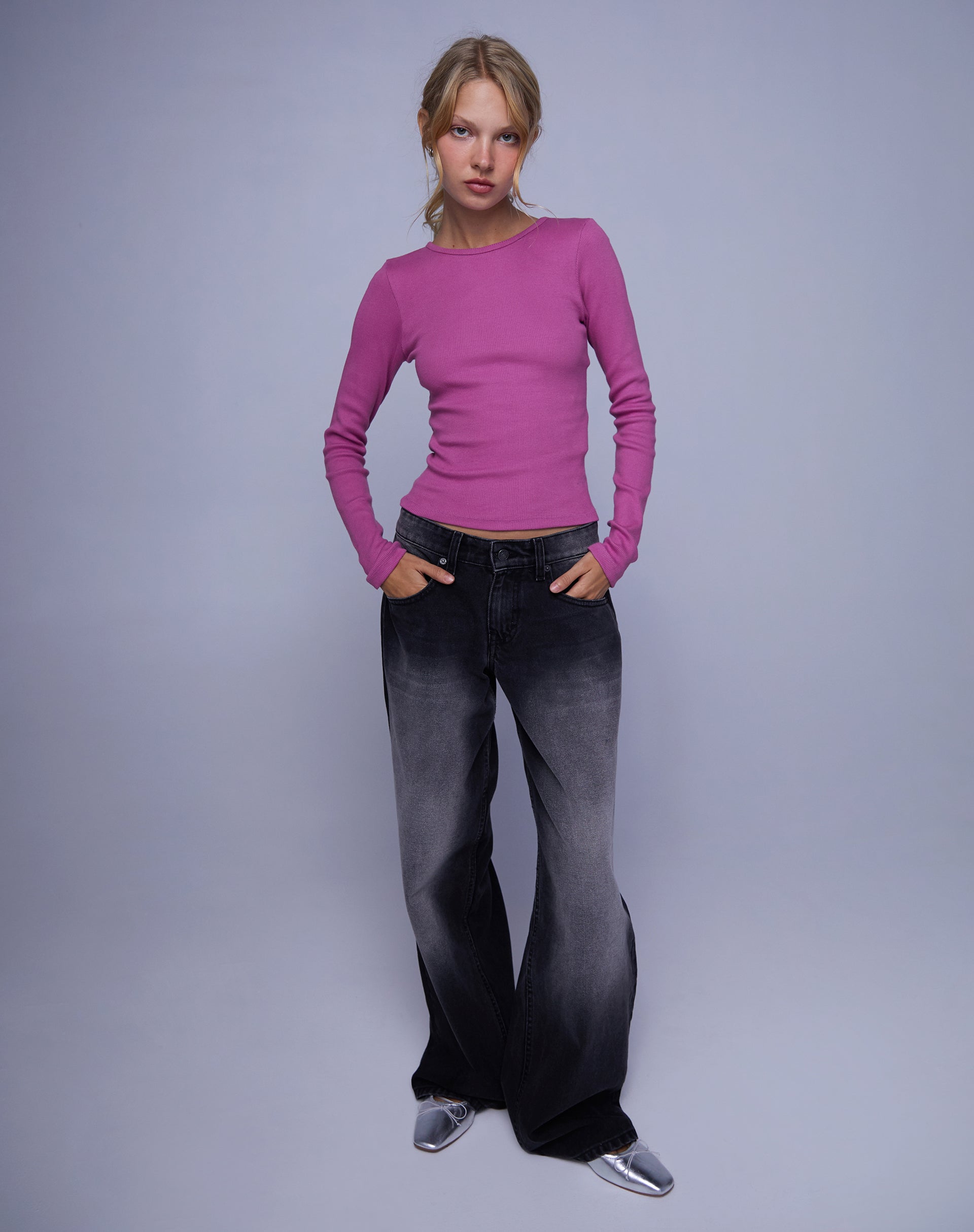 Immagine di Gelbon Open Back Long Sleeve Top in Cashmere Pink
