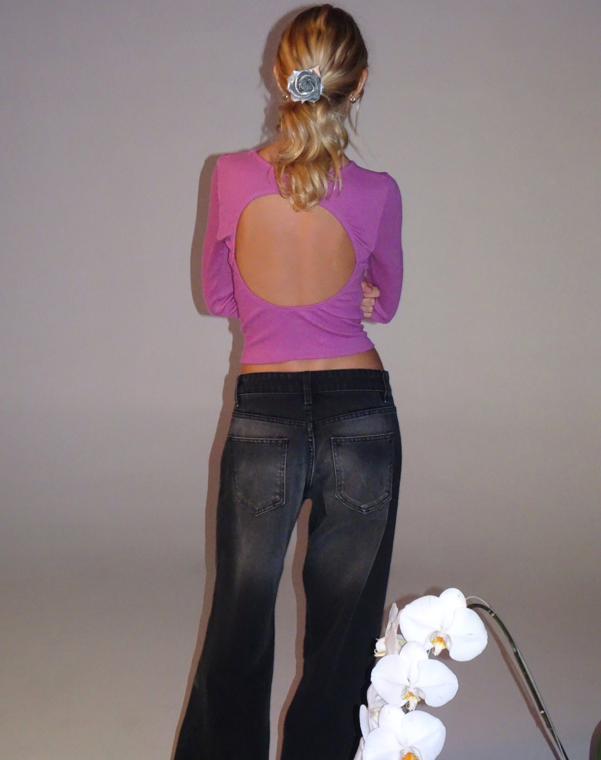 Immagine di Gelbon Open Back Long Sleeve Top in Cashmere Pink