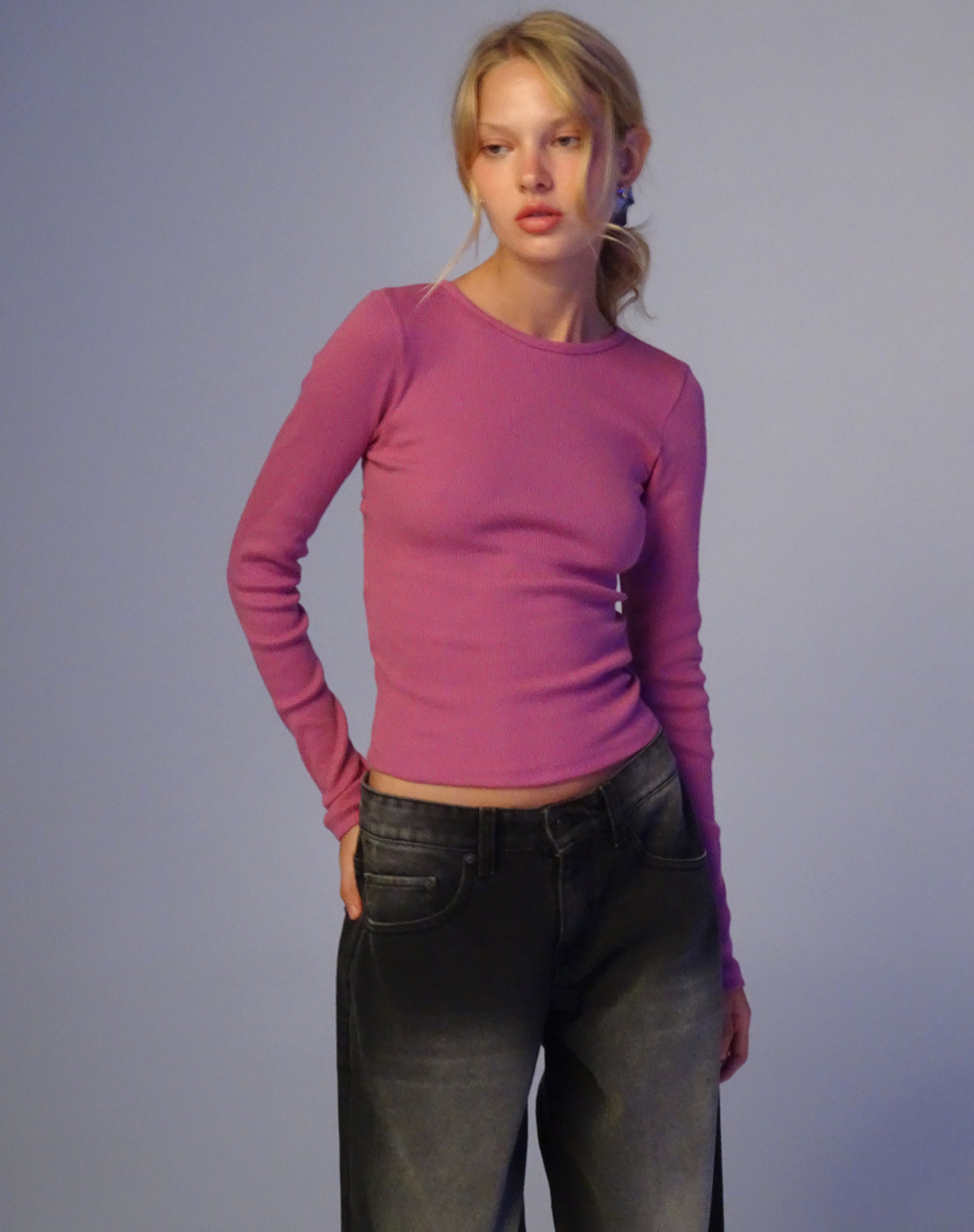 Immagine di Gelbon Open Back Long Sleeve Top in Cashmere Pink