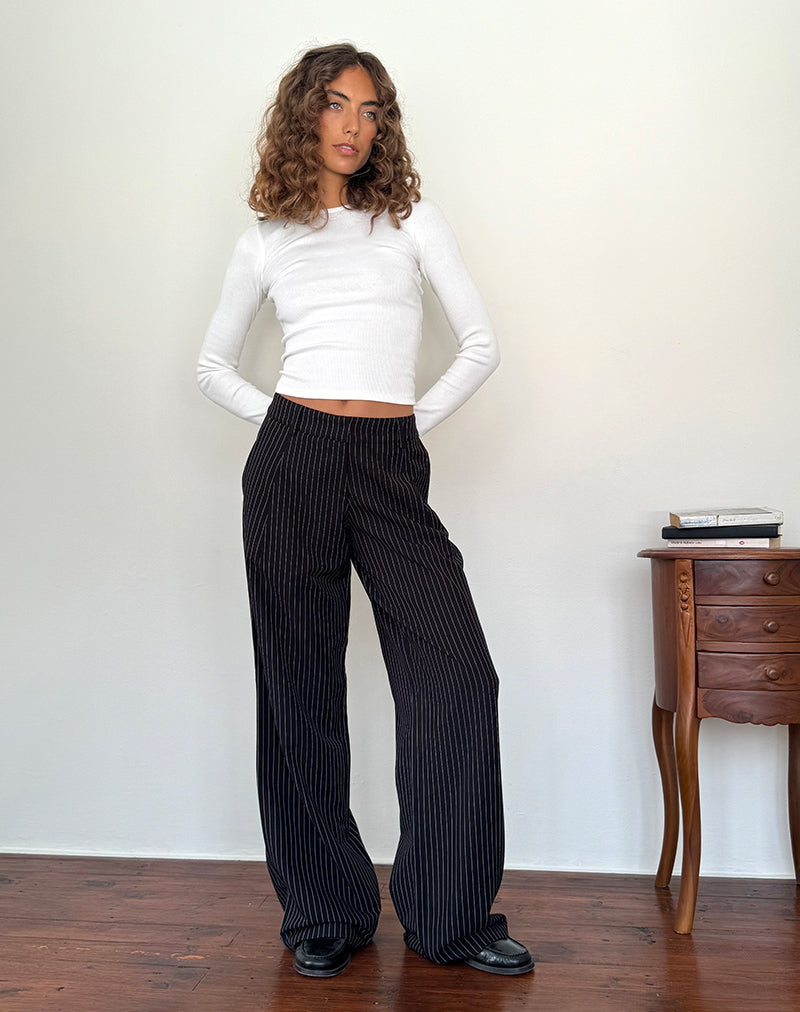 Pantaloni Hondra in gessato nero