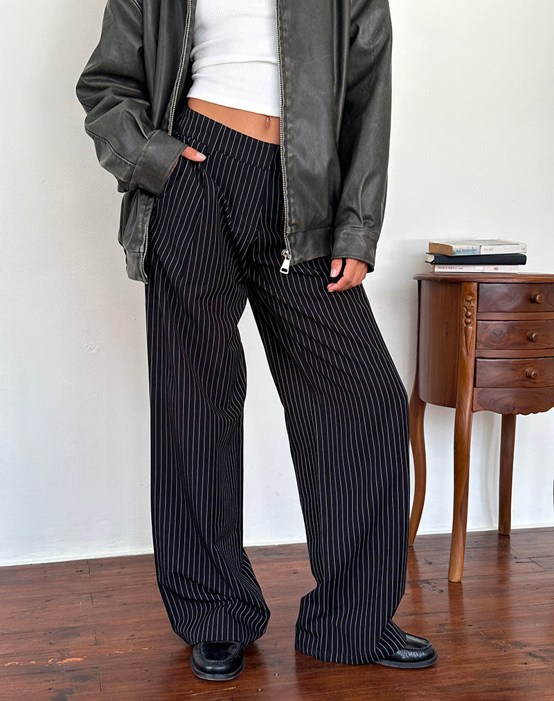 Pantaloni Hondra in gessato nero