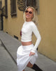 Immagine di Gelbon Open Back Long Sleeve Top in Rib White