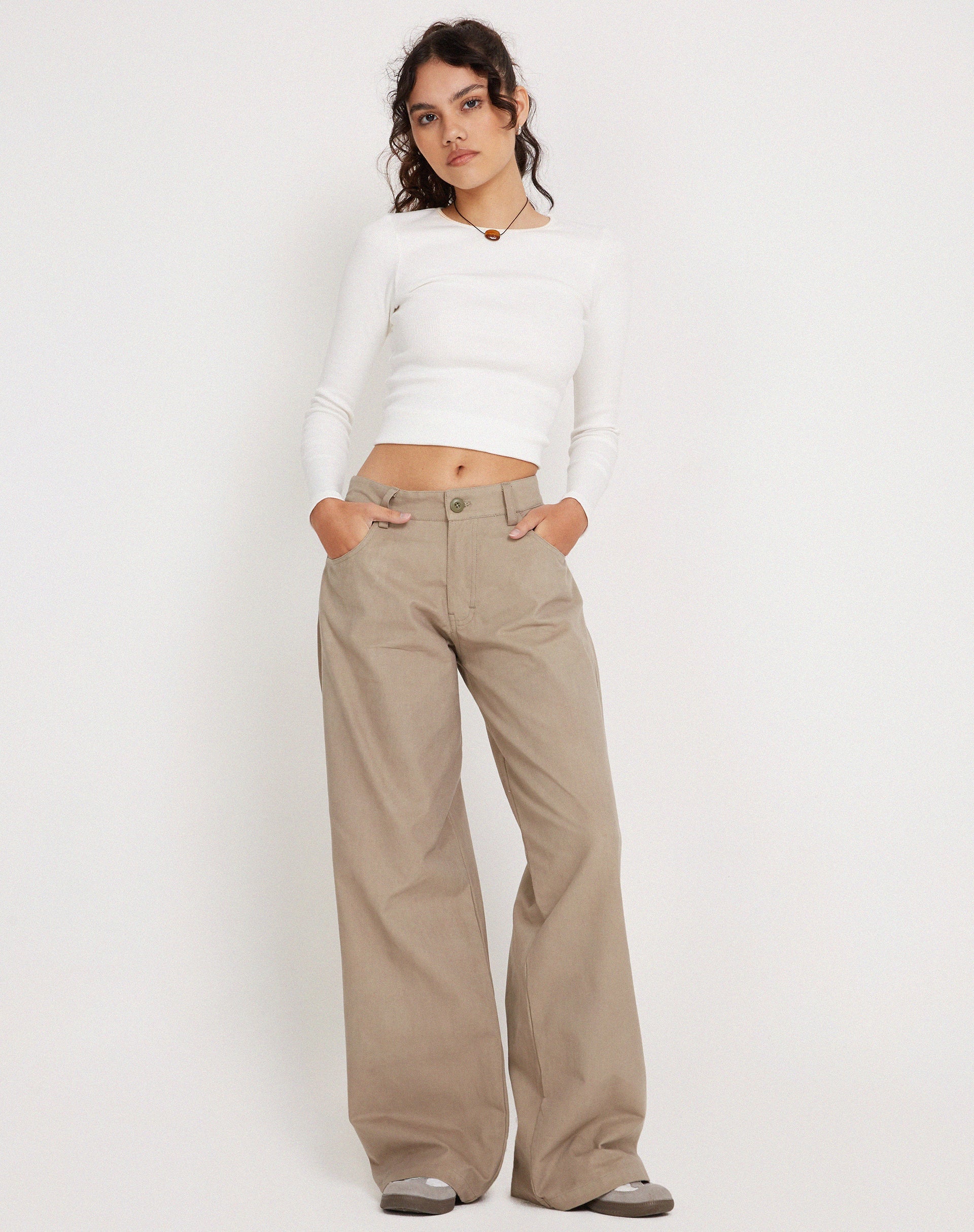 Immagine dei pantaloni larghi a vita bassa Roomy Extra Wide in Biscotti