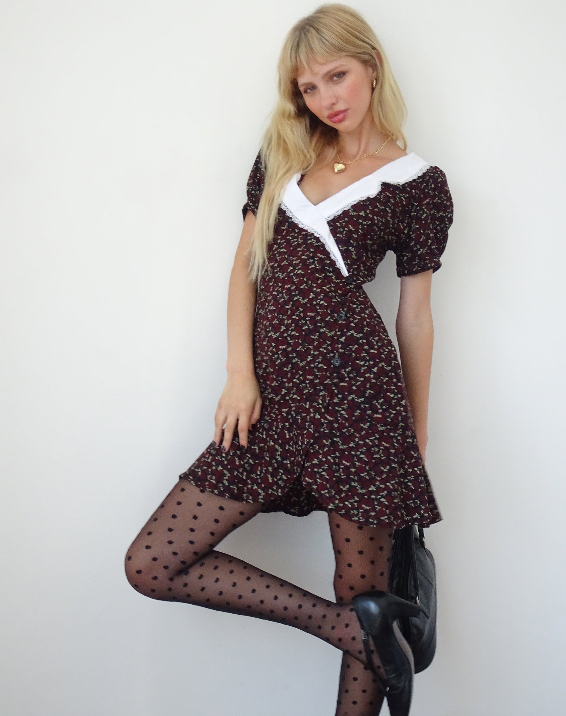 Immagine di Geles Mini Wrap Dress in Dark Rhoslyn Stampa Ditsy